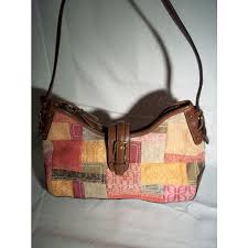 fossil patchwork leather trimmed