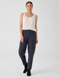 Eileen Fisher Women's High Waisted Tapered Leg Pull-On Pants