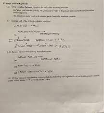 write chemical equations for each of