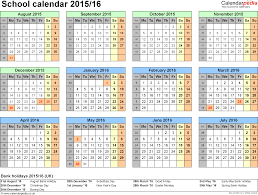 School Calendars 2015 2016 As Free Printable Word Templates