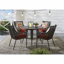 black wicker outdoor patio dining set