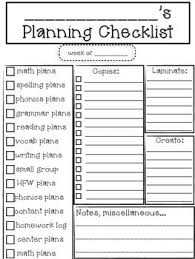 Weekly Planning Checklist Teaching Special Education