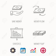 Banking Cash Money And Statistics Icons Money Flow Save Money