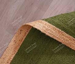 abstract dark green jute rug with beige