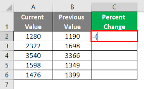 calculate percent change in excel