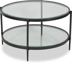 Adlon Round Glass Coffee Table In Dark