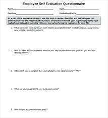 Employee Self Assessment Template Luxury Evaluation Form
