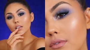 blue smokey eye makeup tutorial for