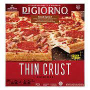 thin crust four meat pizza