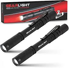 Gearlight Led Pocket Pen Light Flashlight S100 2 Pack Small Mini Stylus Penlight With Clip Perfect Flashlights For Inspection Work Repair Amazon Com
