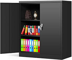 Maintenance of metal garage storage cabinets is very easy, as they do not stain easily. Amazon Com Black Metal Storage Cabinet Locking Steel Snapit Storage Cabinet With 2 Doors And 2 Adjustable Shelves Counter Height Lockable Metal Welded Cabinet For Office Garage Home Greenvelly Kitchen Dining