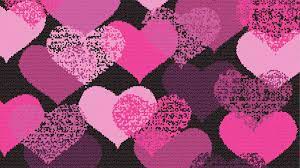 Pink Heart Shapes Art Black Background ...