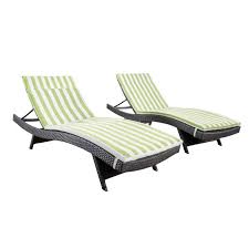 Detail of product smith & hawken® outdoor chaise lounge cushio : Noble House Salem Outdoor Wicker Chaise Lounge In Gray And Green Set Of 2 300084