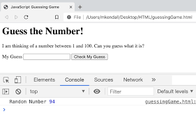 javascript by writing a guessing game