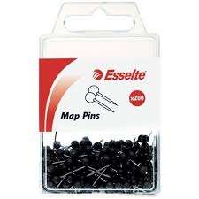 Esselte Map Pins Black Pack Of 200