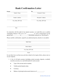 bank confirmation letter template