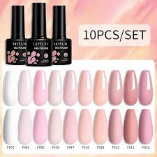 10pcs set pink gel nail polish kit