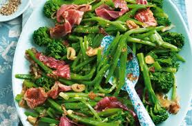 runner bean and tenderstem broccoli