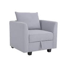 homestock linen armchair modern modular accent chair stylish accent arm chair with storage for living room bedroom or small es gray