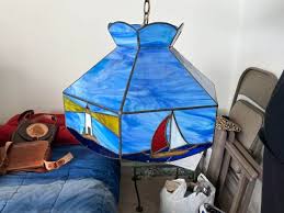 Stained Glass Hanging Nautical Lamp
