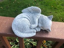 Angel Cat Pet Memorial Statue Concrete