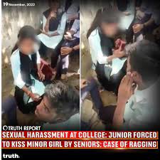 truth. on X: Odisha: In an instance of ragging in Odisha's Ganjam  district, a college freshman was allegedly forced to kiss a minor girl,  after which five students, including two minors, were