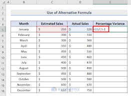 calculate variance percene in excel
