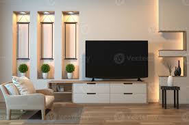 tv cabinet on zen room interior and
