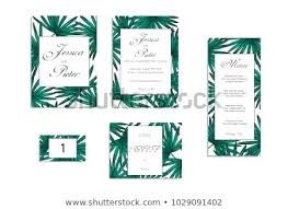 Wedding Menu Size Template Wedding Invitations Set Tropical Design