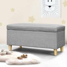 Large and small kids ottoman styles. Kids Bedroom Storage Ottoman Seat Footstool Bench Furniture Premium Fabric Grey Ebay