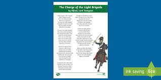 Using the narrative poem, the charge of the light brigade by lord alfred tennyson, students will cite text evidence of the central ideas that emerge in as students are sharing their reflections and their fellow students' responses to these reflections the teacher should use guiding questions such as. The Charge Of The Light Brigade Poem Teacher Made