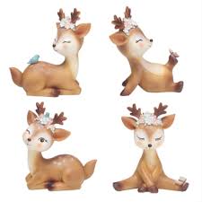 4 pack deer figurines cake topper