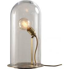 clear glass cloche table lamp on brass