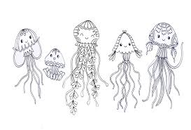 Free printable jellyfish coloring pages for kids. Kawaii Jellyfish Coloring Pages Graphic By Capeairforce Creative Fabrica