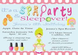 Sleepover Spa Birthday Invitation Kids Birthday Spa Party