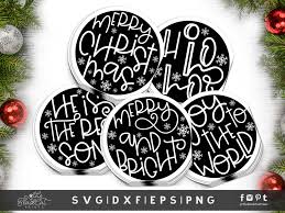 Chevron christmas ornament monogram svg or silhouette instant. Round Christmas Stickers Bundle Svg Dxf Png Eps Theblackcatprints