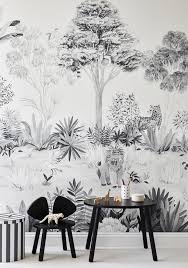 Classic Jungle Mural Wallpaper Grey By