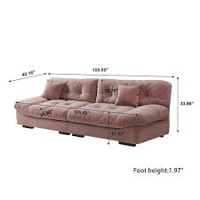 105 In Anti Scratch Fabric Minimalist Armless 3 Seats Leisure Lazy Sofa Room Furniture Couch For Apartment Pink