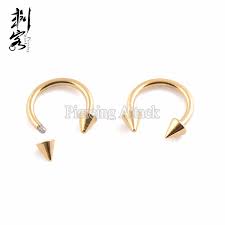 Us 11 25 14 Gauge Titanium Anodized Spike Horseshoe Stud Earrings Circular Barbell 1 6 10 4mm Body Jewelry In Stud Earrings From Jewelry