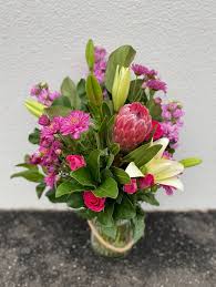 Flowers in a jar melbourne. Buy Florist Choice Flower Arrangement In A Jar Deluxe Hot Pink Theme Florist South Melbourne