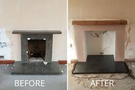 remove fireplace rebuild with slate