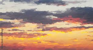 Abstract Oil Painting Evening Sky In