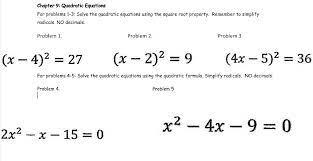 Solved Chapter 9 Quadratic Equations