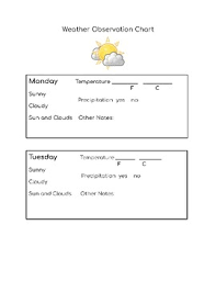 Easy To Use Weather Observation Chart Ideal For 1st 4th Grades