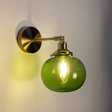 Green Brass Glass Sconce Green Vintage