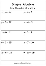 Algebra Worksheet Digital