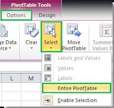 delete one or all pivot tables in excel