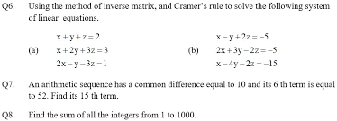 Q6 Using The Method Of Inverse Matrix