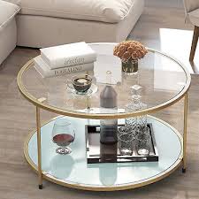 Round Glass Coffee Table With Storage