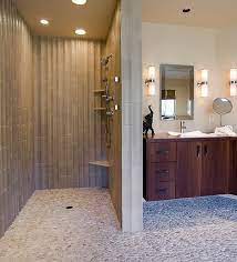 A Modern Doorless Shower In The Bathroom